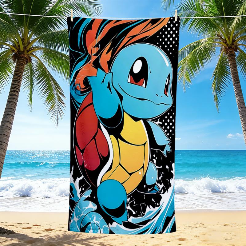 1Pc Pokemon Squirtle Adventure Beach Towel, Quick Dry, Multi-Use for Beach Pool Gym Yoga Home Travel, Christmas, Halloween, Xmas Gift M92979