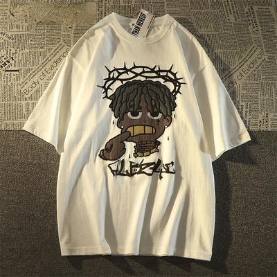 American Style Retro Hiphop Pixel Cartoon Short Sleeved T-shirt for Men and Women Ins Summer Loose High Street Couple Top Y2k