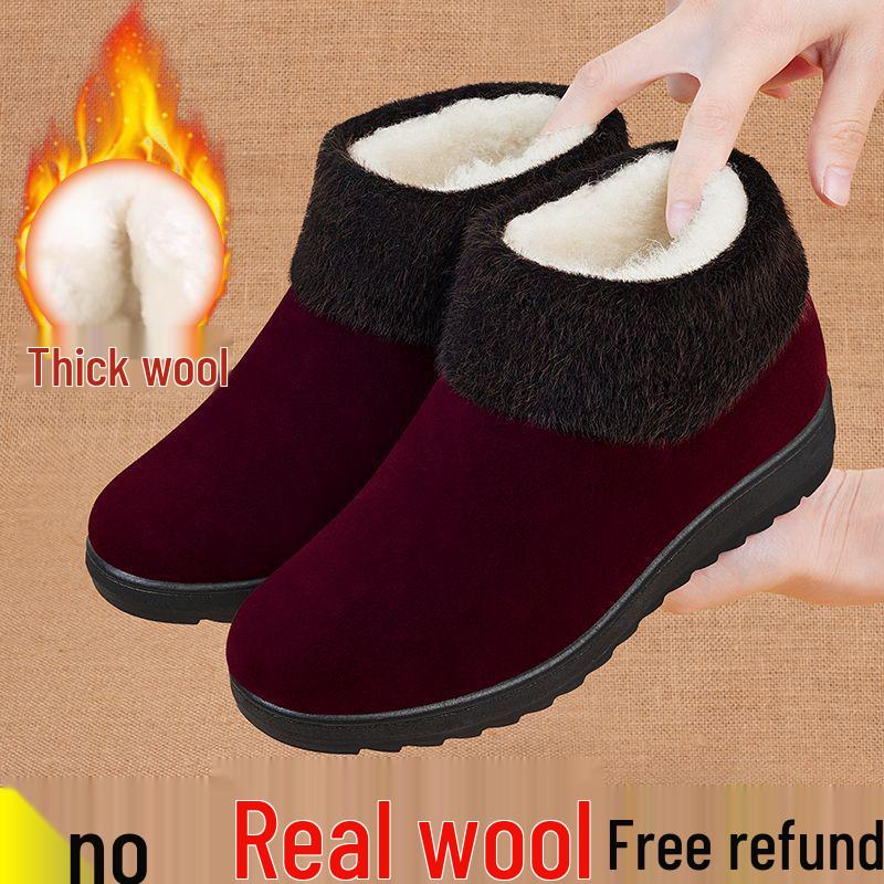 Women's Winter Fleece-Lined Non-Slip Snow Boots for Elderly