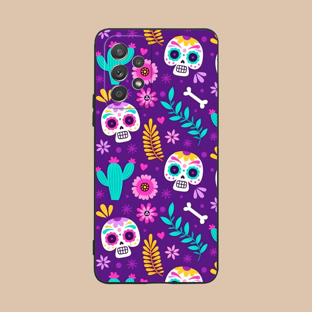 

Day of the Dead Matte TPU Mobile Phone Case for Samsung Galaxy M55 54 42 35 34 33 32 23 22 15 14 13 12 F55 5G Colorful Cover Galaxy F04