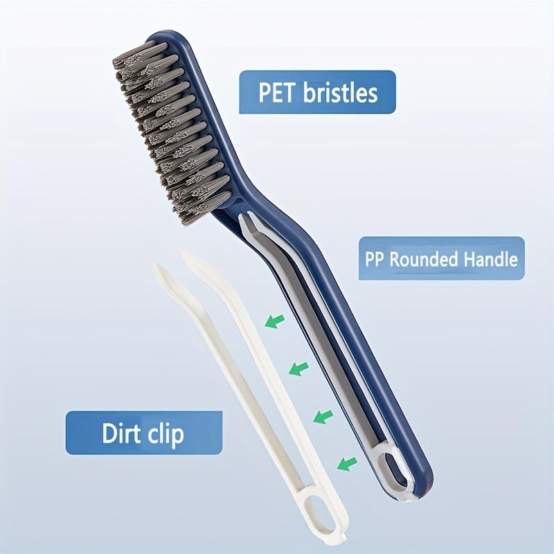 1pc, 2-in-1 V-Shaped Crevice Brush with Hard Bristles for Bathroom, Toilet, Tile, Stove,Long Handle Floor Brush with Cleaning Clip for Easy Cleaning