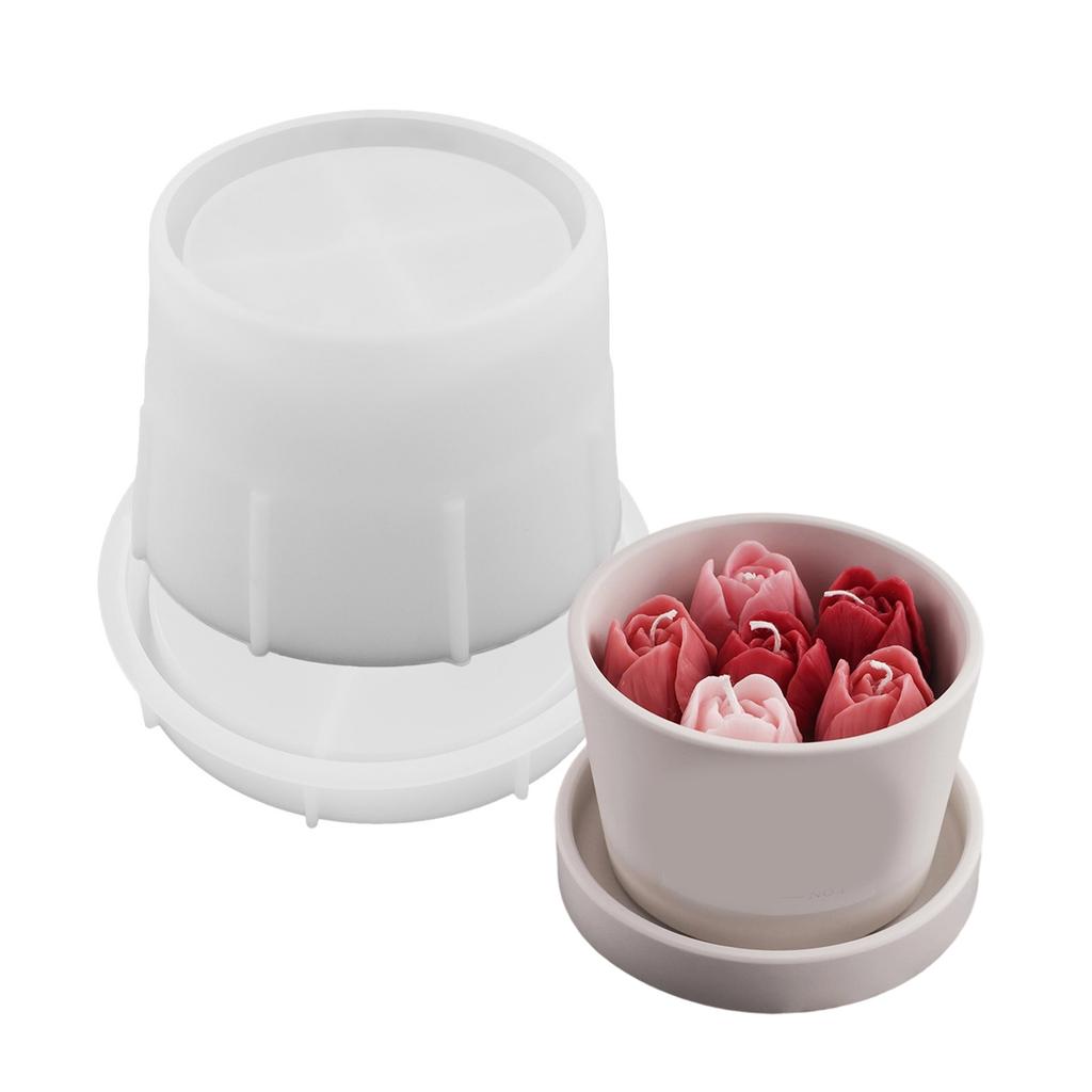 Candlestick Silicone Mold Candle Cup with Lid Molds Candle Holder Mould Plaster Succulent Planter Decorations Moulds