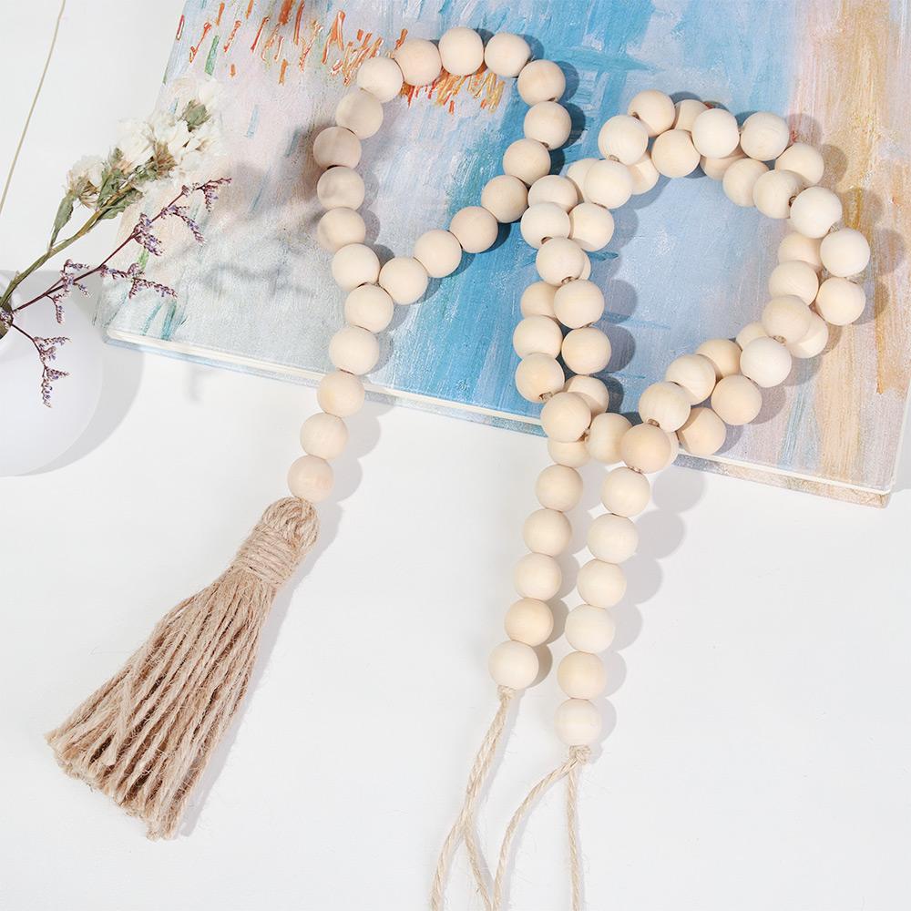 Bohemian Style Wooden Bead Tassels String Handmade Garland Jute Tassels Rustic Bead Ornament For Wall Hanging Decoration Crafts
