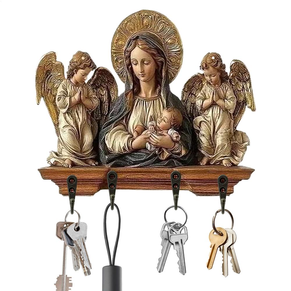 

Key Rack For Wall Wood Religious Space Saving Hanger With 4 Hooks Key Hanger Wall Mount For Family Students Adults Men Women
