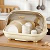 Dish Drying Rack Transparent Top Dust Prevention Kitchen Dish Drying Container for Cultlery Bowl Tea Cup Nursing Bottle Dinner