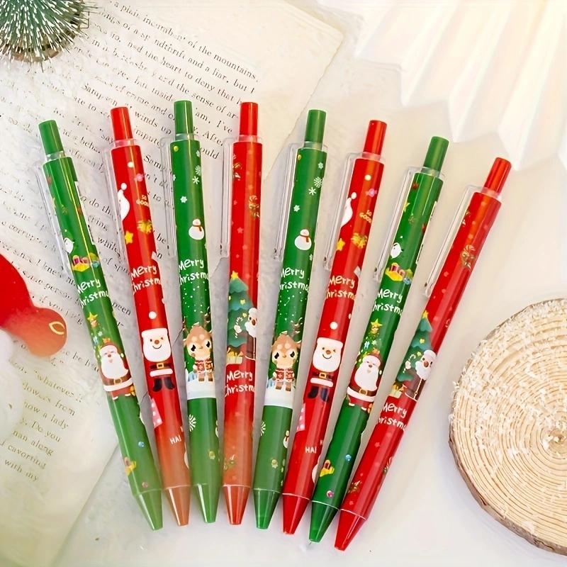 4/6/8 Pcs Santa Claus Pattern Ballpoint Pens, Office and Study Writing Ballpoint Pens, Christmas Stationery Gifts (black Ink)