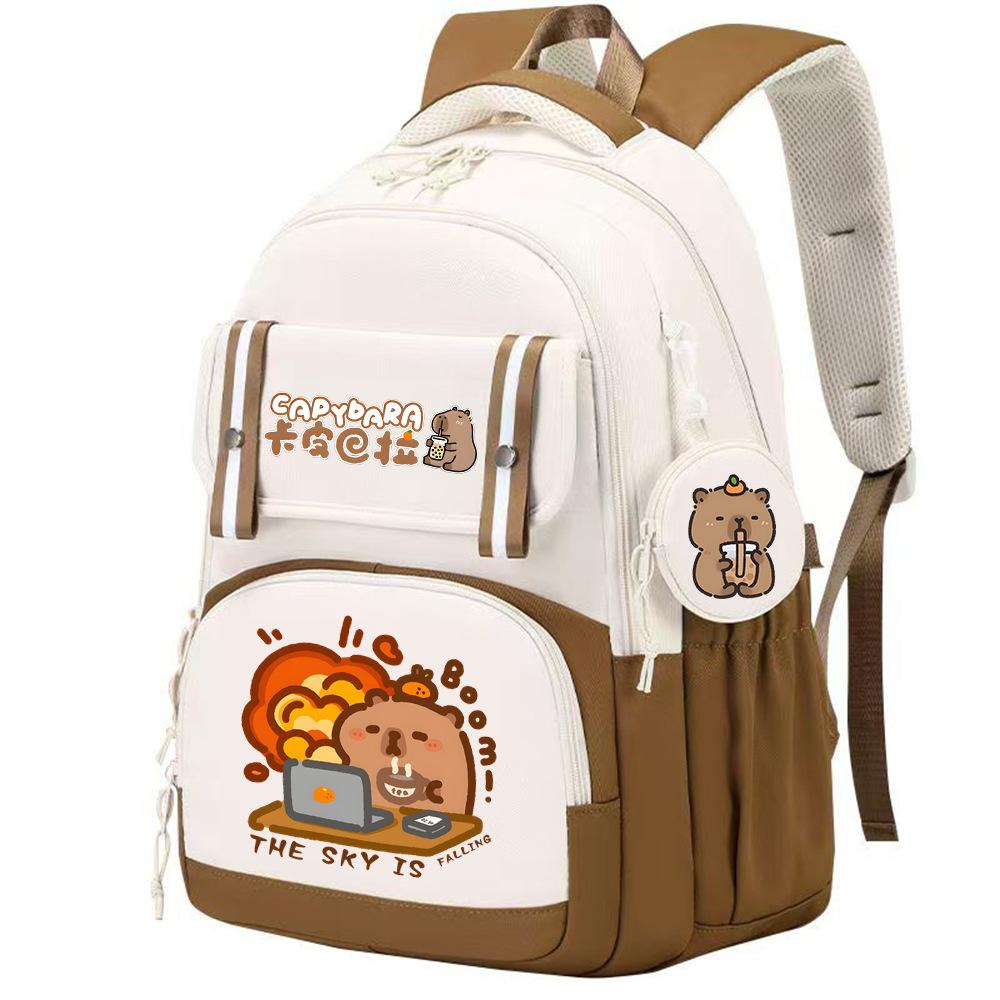 

Kapibara schoolbag fun printing trend student backpack light and large capacity No specification