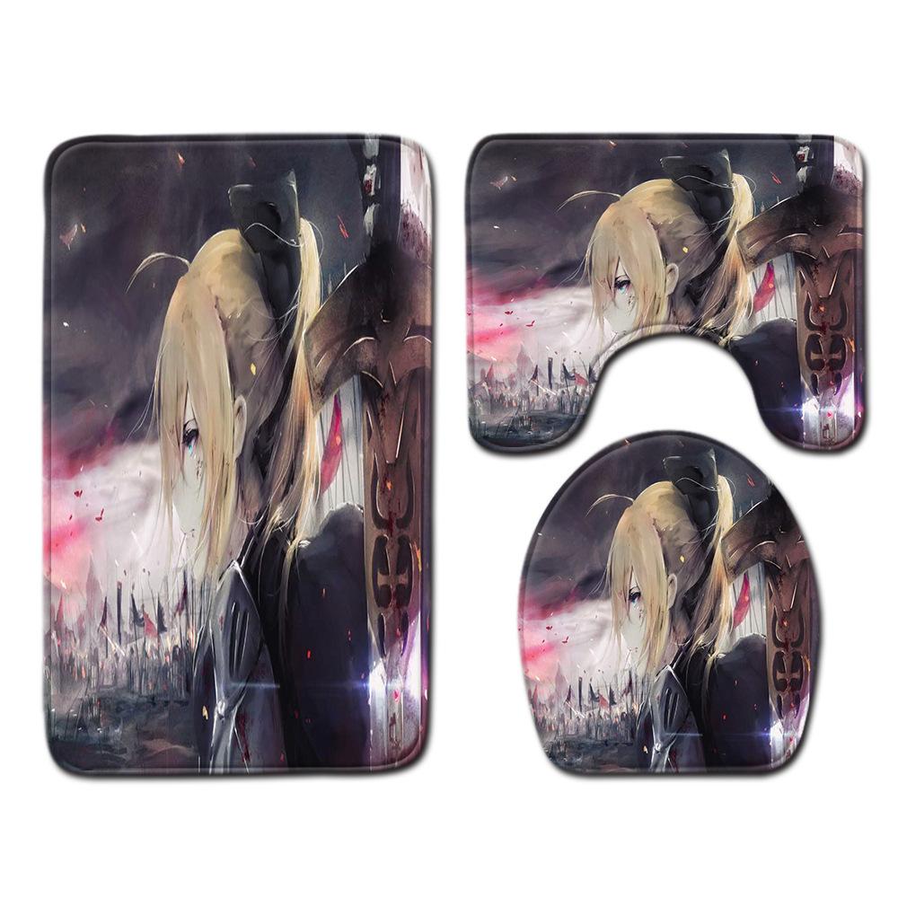 Animation Bathroom Floor Mat Three-Piece Bathroom Carpet Toilet Mat Set Door Mat Bathroom Non-Slip Mat