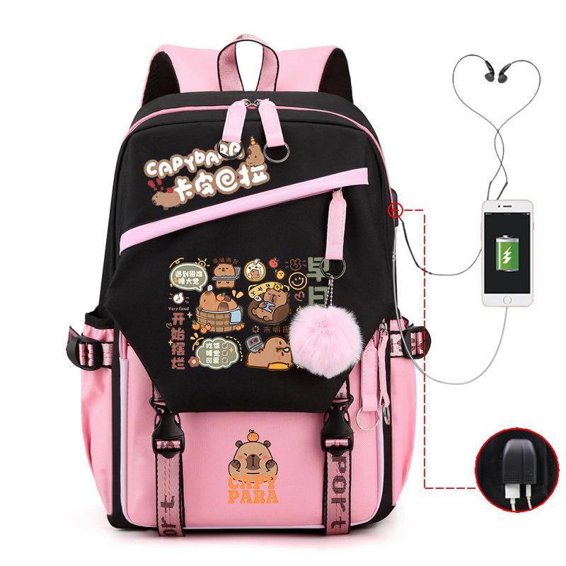Kapibara fun peripheral printing new schoolbag cute cartoon primary and secondary school students spine backpack