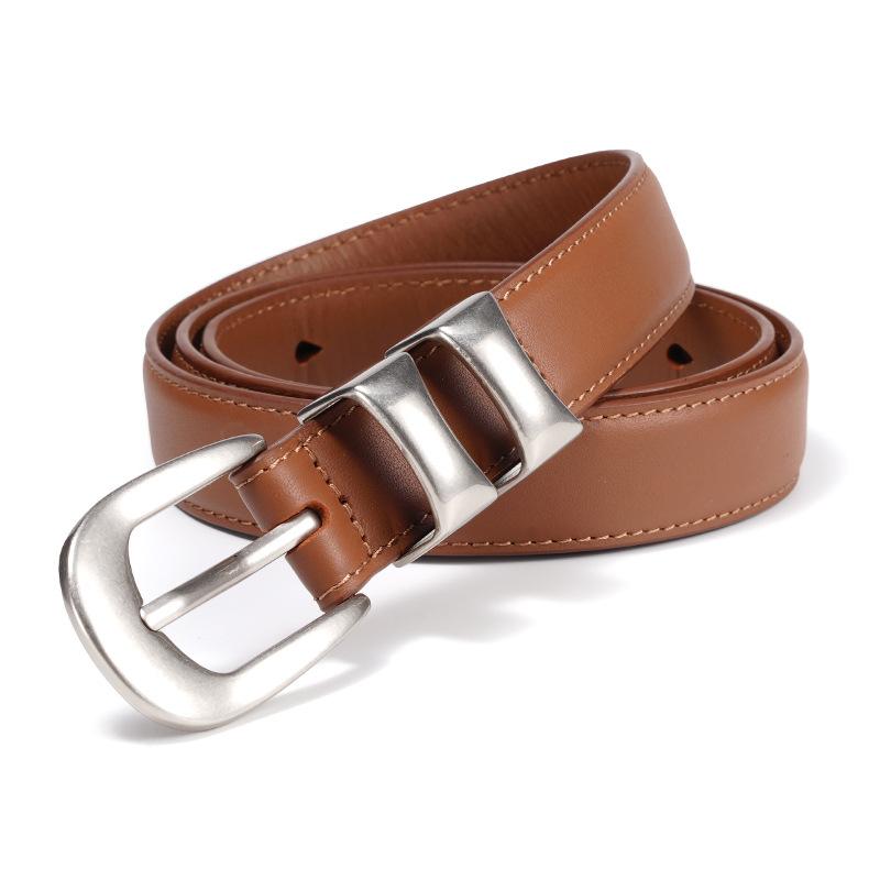 Women's Belt, Small Fragrant Style, High-end Simple Top Layer Cowhide Belt, Alloy Pin Buckle, Women's Decorative Casual Jeans Belt