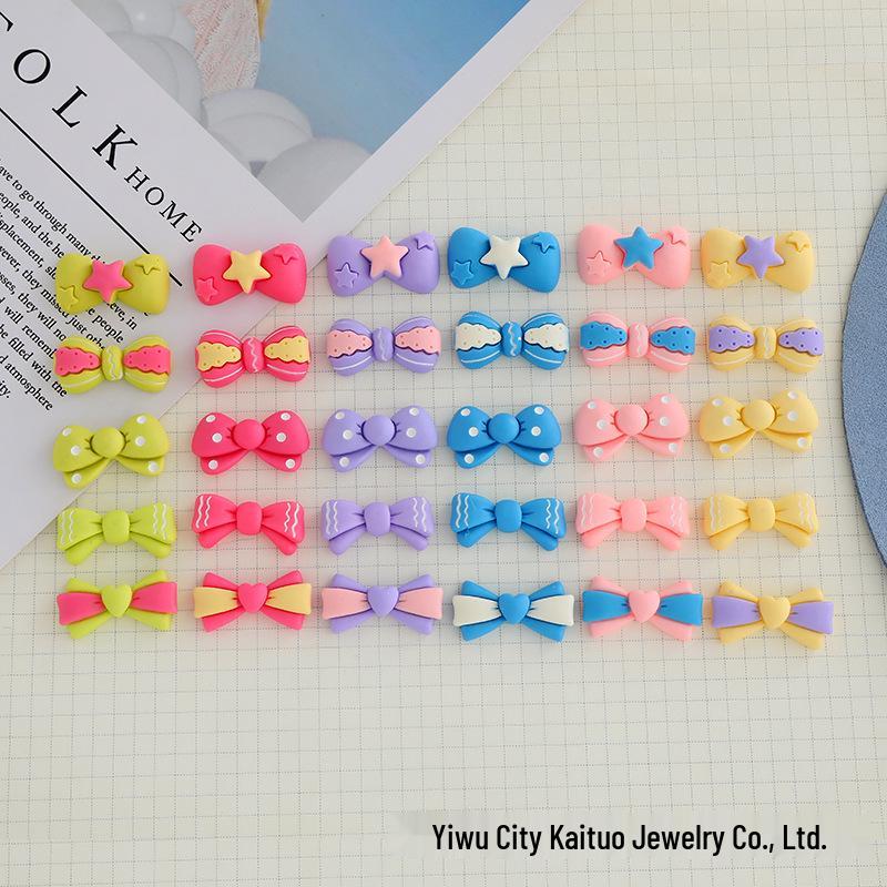 Bowknot Resin Accessories: Vibrant DIY Hair Clips, Phone Case Charms, Fridge Magnets, Crocs Decorations, and Car Adornments.