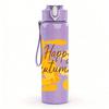 1PC Happy Autumn Fall Text Art Pattern 750ml Color Plastic Sports Water Bottle Leakproof Flip Straw Lid Suitable for Sports Office Home Use