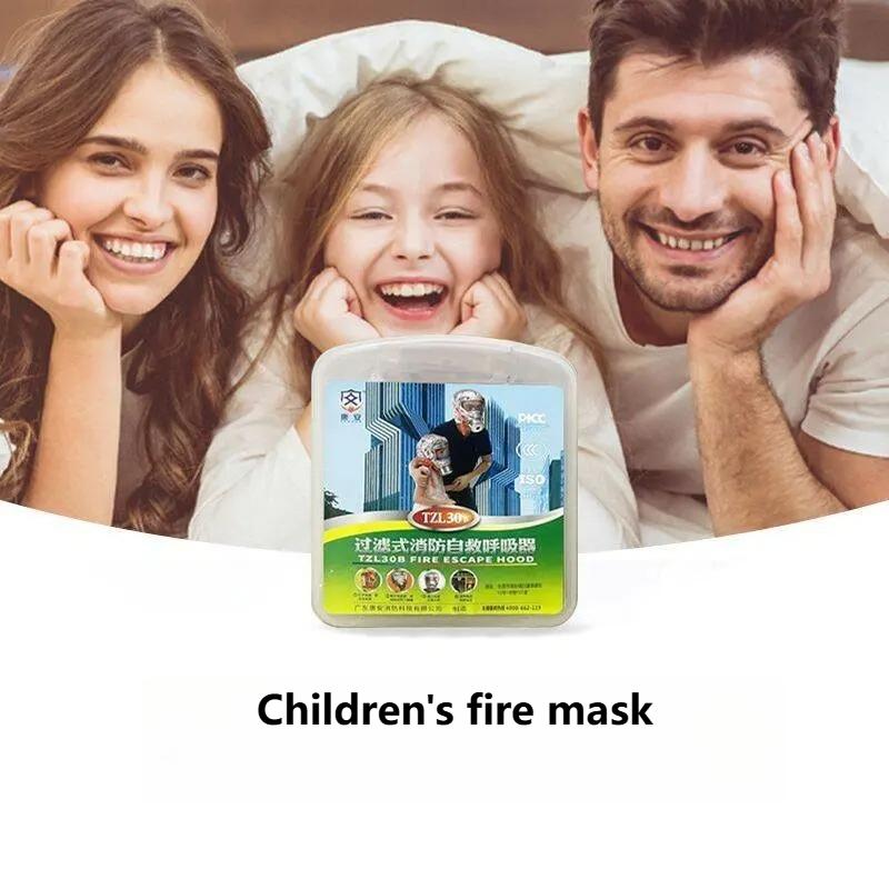 Självräddande andningsapparat Flerlagers brandskyddad filtermask Lättanpassad flykthuva Brandflykthuva Syremask Brandmask