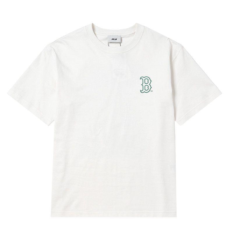 MLB T Shirts Unisex Cream White Crew Neck Moderate 3ATSM0563-43IVS M