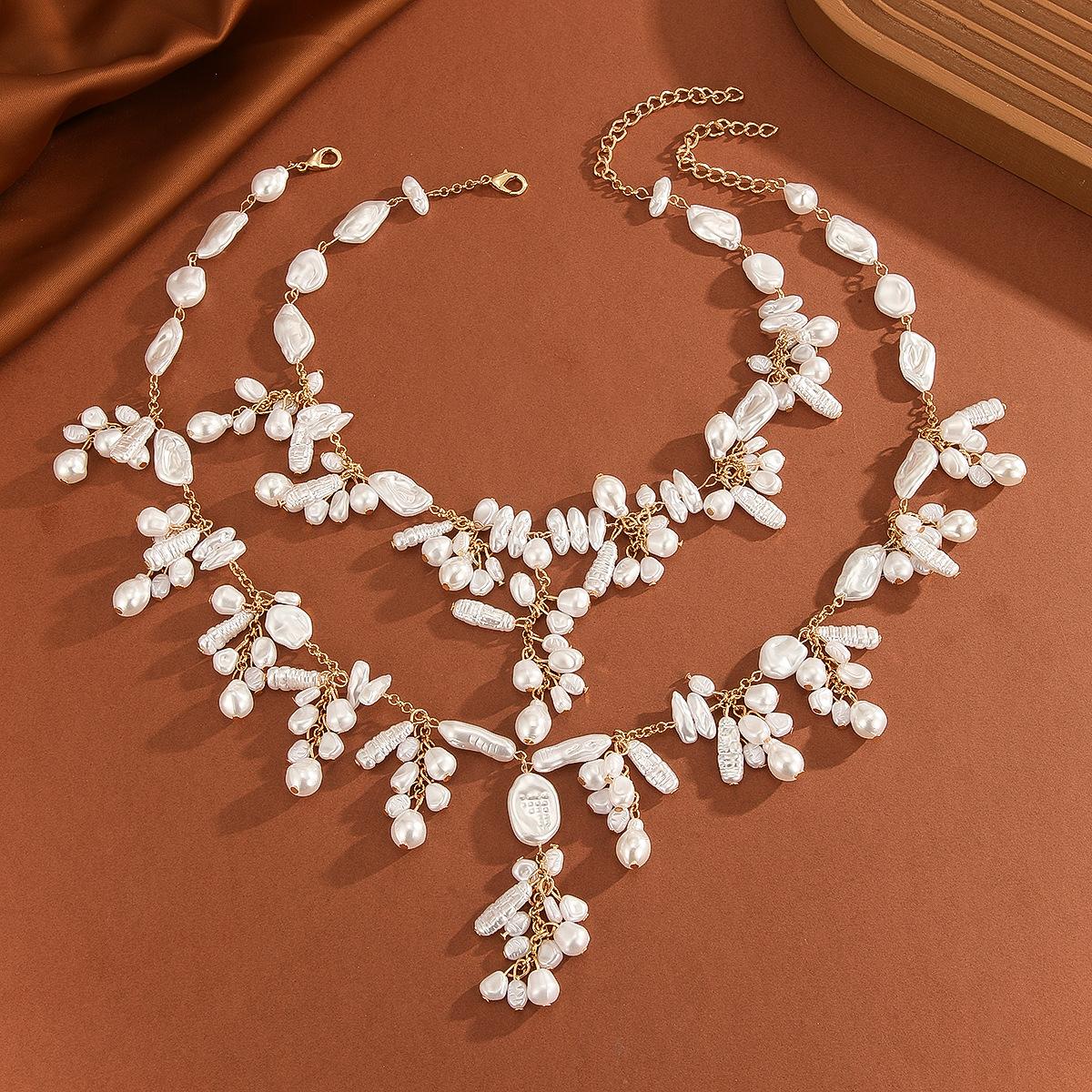 

Выделяющееся ожерелье из искусственного жемчуга, тяжелое, ручной работы, свадебное, фестивальное, европейское, для красивой женщины слоновая кость