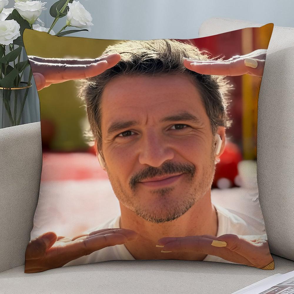 New P-Pedro Pascal Pillow Case 3D Print Polyester Fiber 40*40 cm Home Sofa Throw Pillow Cover Decoration Festival Gift