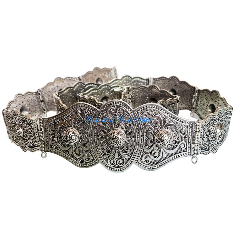 HX6F Elaborate Chain Caucasian Waist Chain Carved Floral Waist Chain Belly Chain
