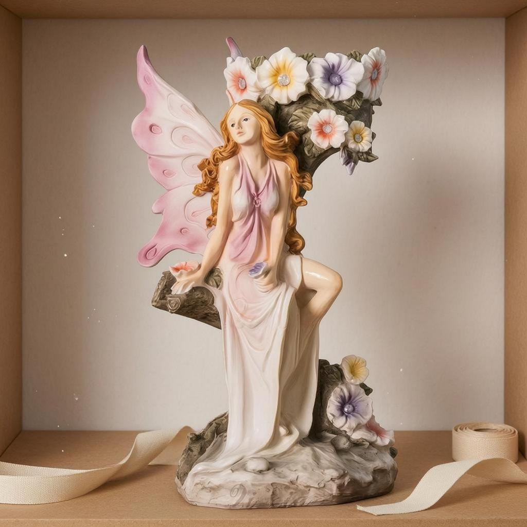 Fairy Vase Decorative Piece Playful Seated Statue Enchanting