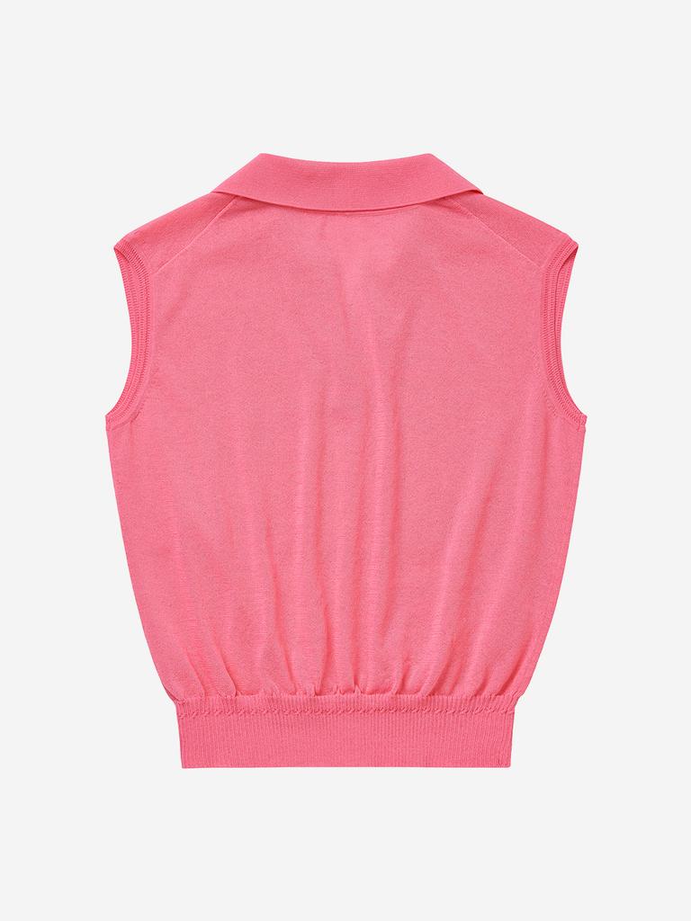LORDLOAR Signature Summer Collared Sleeveless Knit Pink