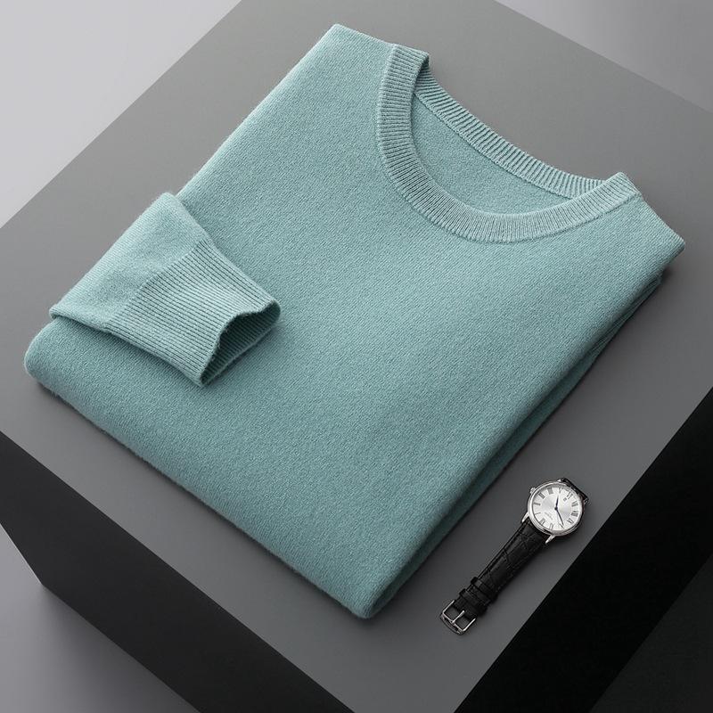 Men's Trendy Wool Round Neck Sweater: Autumn/Winter Collection, Long Sleeve Pullover for Casual Wear
