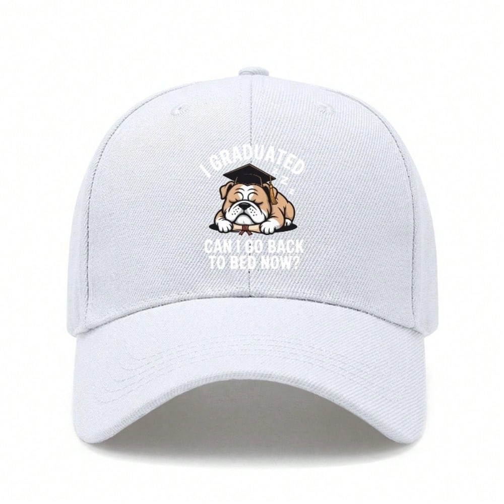 [Graduation Baseball Cap] Unisex Funny "I GRADUATED CAN I GO BACK TO BED NOW?" Print Adjustable Breathable Lightweight Casual Daily Wear - Novelty