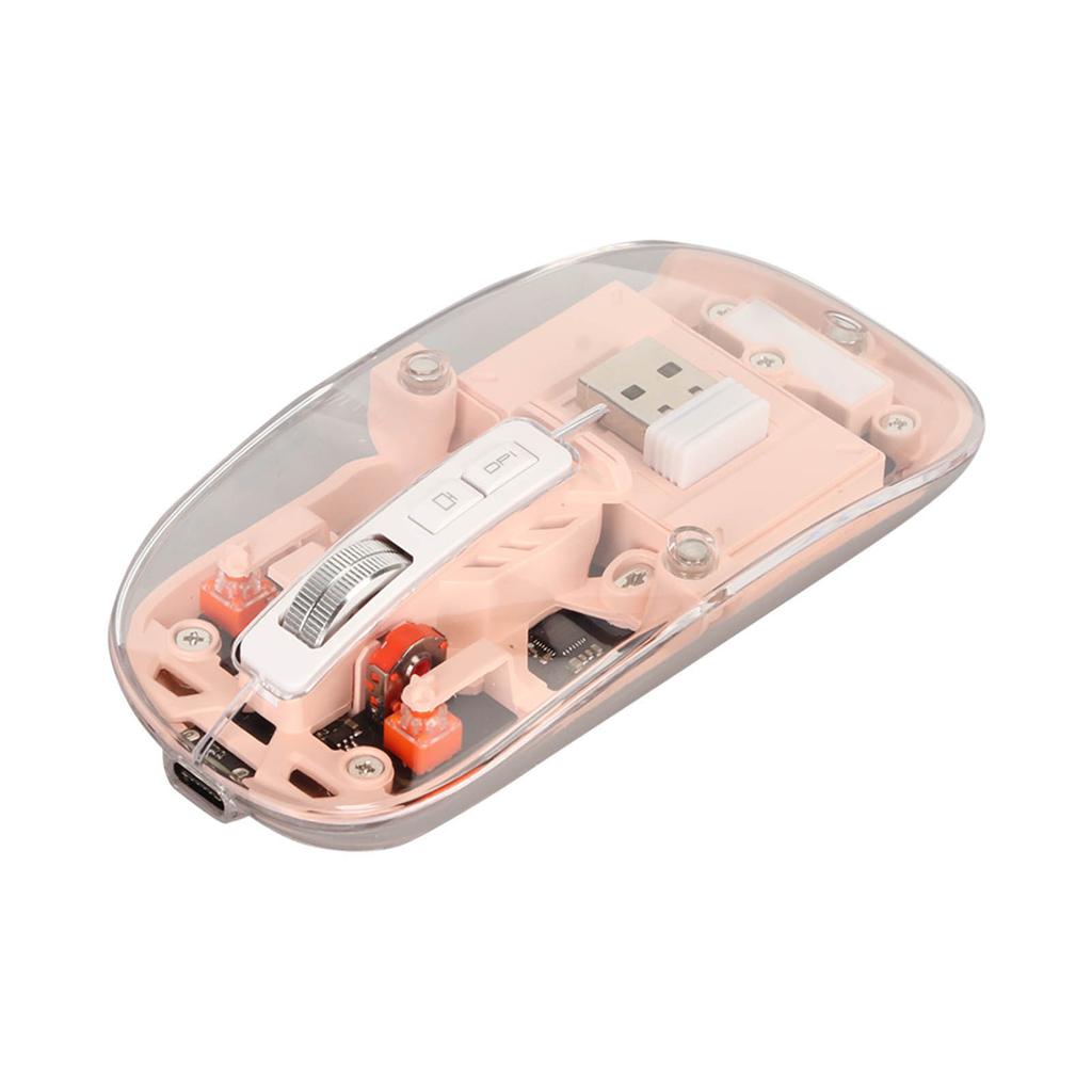 Wireless Bluetooth Mouse Transparent Clear Cool Shell Mute Click Colorful Breathing Lights Laptop