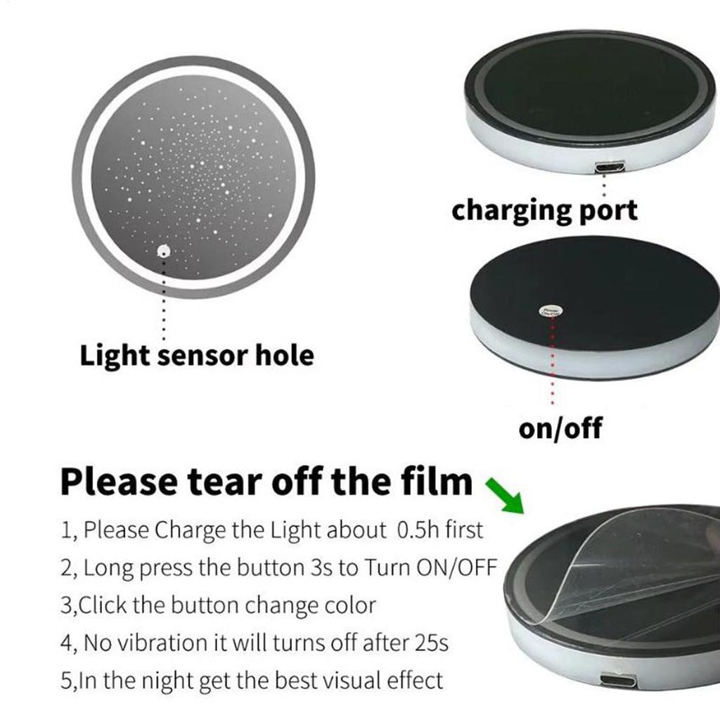 Cup Holder Lights LED Car Accessories 7 Color Changing Rechargeable Ambient Light Pad for Truck SUV Vehicle Interior Decoration