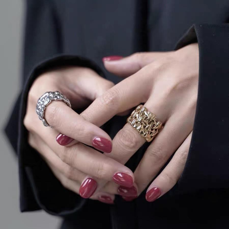 Advanced Exaggerated Mesh Index Finger Female Ins Cold Style Wide Version Simple Ring
