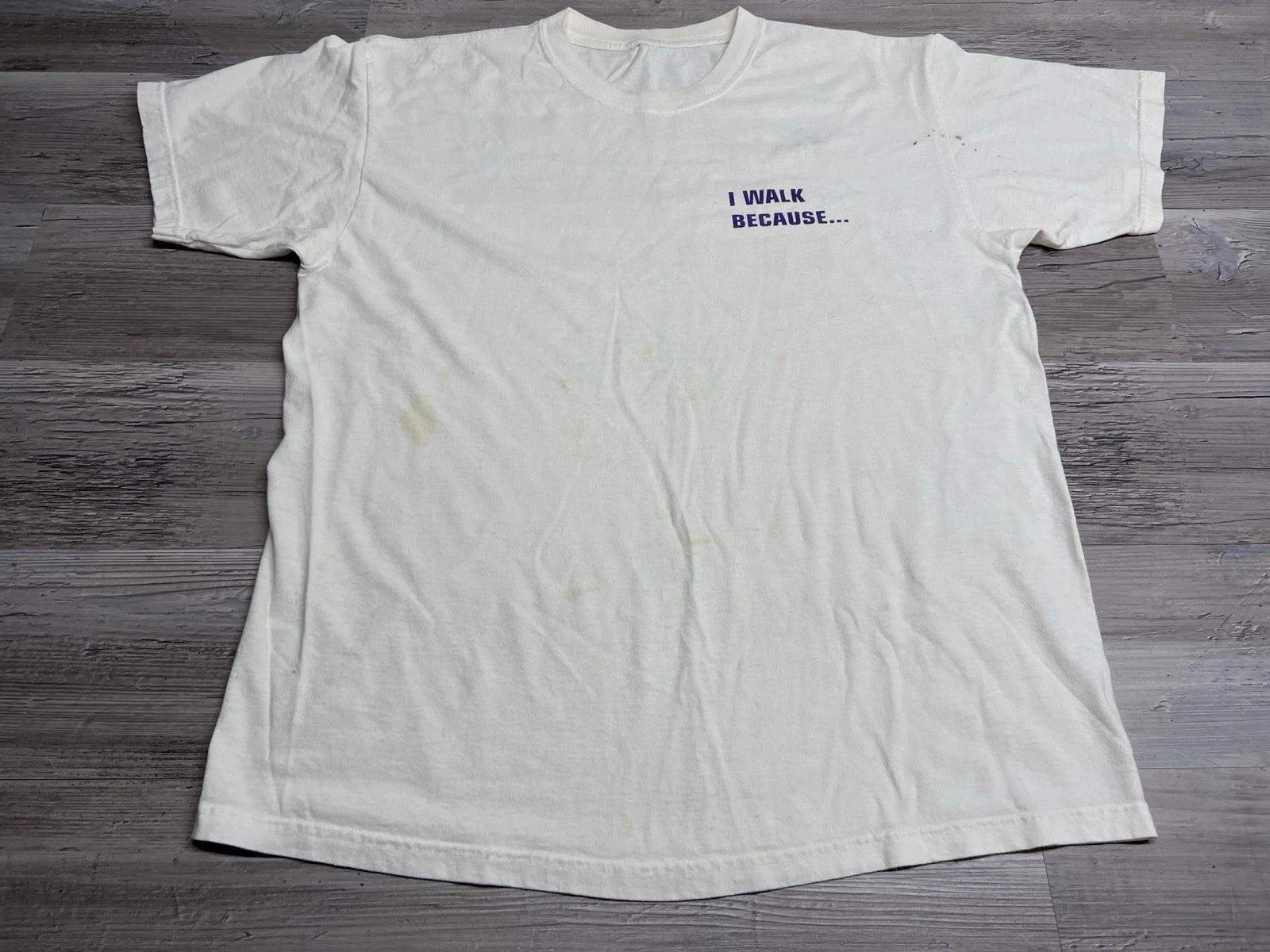 

Vintage Aids Walk T-Shirt Royal Oak Michigan I Walk Because Double Sided Size XL 4XL