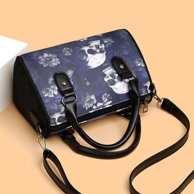 Women's Boston Bag Shoulder Oxford Bag Large Capacity Crossbody Bag Punk Skull Print Feminine Brand High Quality New