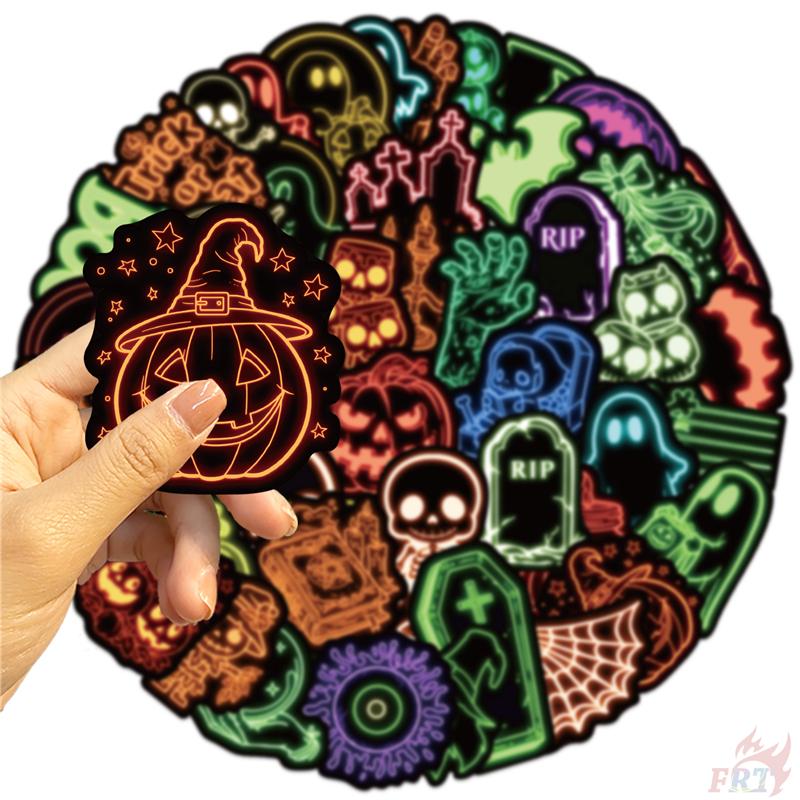 50Pcs/Set Neon Color. KUSO Funny Halloween Scary Horror Stickers DIY Fashion Waterproof Doodle Decals Stickers