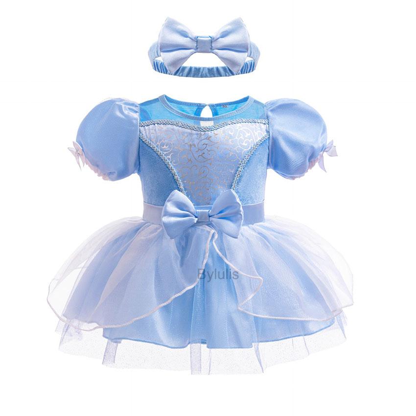 Fantasia Romper Anna Sofia Tutu Dress Headband Princess Aurora Alice Clothes Dress Halloween Party Costumes Outfit