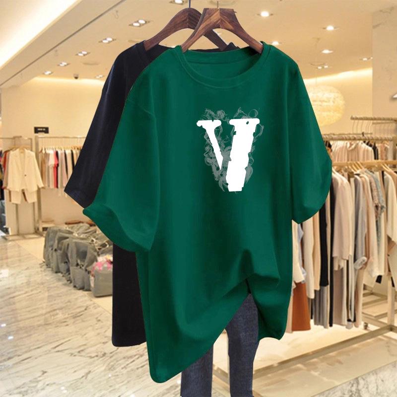 Oversized Dropped Shoulder White Letter Short Sleeve T-shirt for Women - Trendy Summer Fashion