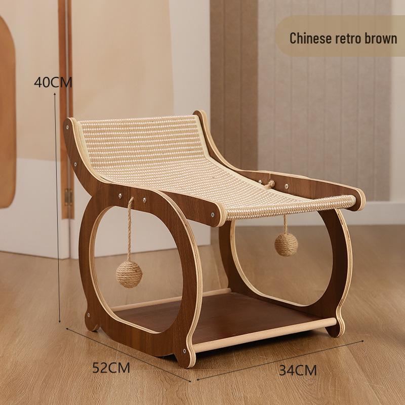 

Ліжко-шезлонг для кота з масиву дерева зі стійкою до подряпин сизалевою килимкою - Меблі для кошенят без лупи Individually Packaged