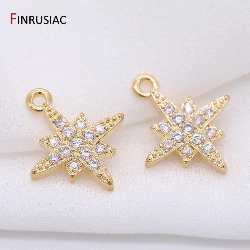 Gold Plated with Inlaid Zircon Small Star Charms Pendant For DIY Jewelry Making Handmade Bracelet Necklace Earrings Accessories