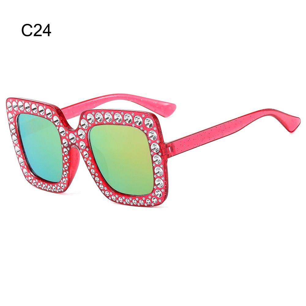 Crystal Oversized Sunglasses for Women Rhinestone Square Diamond Sun Glasses Retro Big Frame Sparkling Eyewear  New