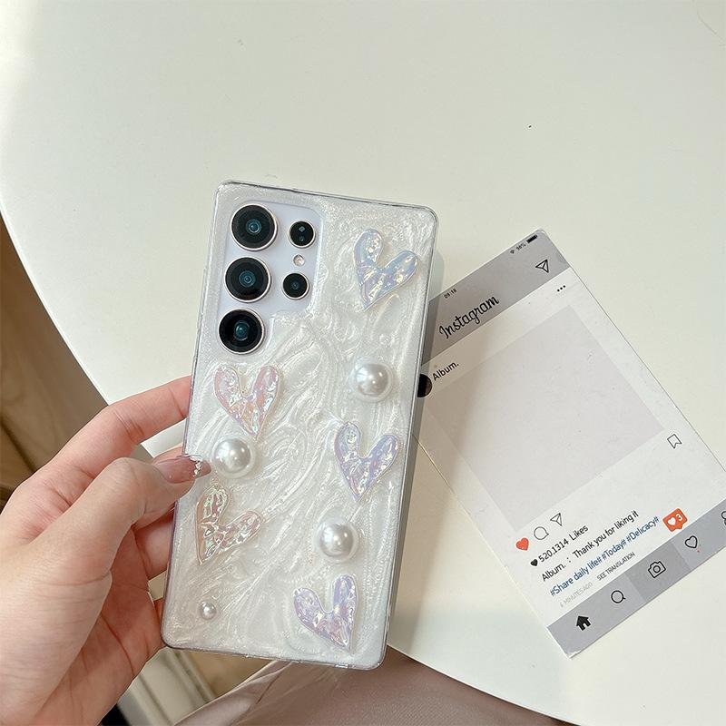 Applicable To Samsung S25Ultra Epoxy Glitter Mobile Phone Case S24 Bow S23 Love Three-Dimensional A55