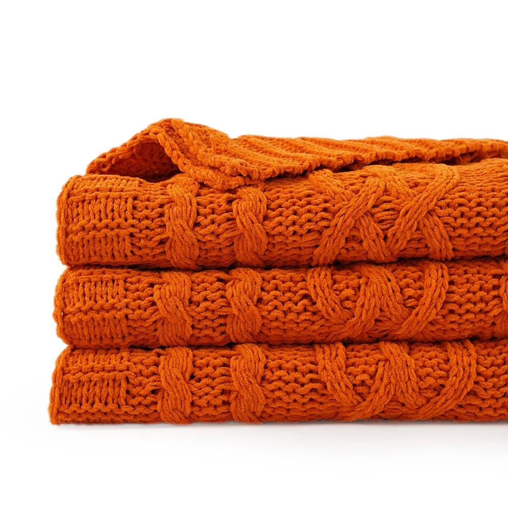 Knitted Blankets Thick Chenille Blanket Plaid Throw Blanket For Sofa Chunky Throws Bedspread On The Bed New Year Decor