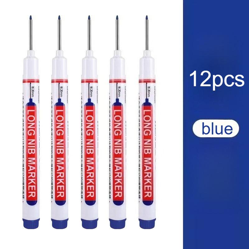 12pcs Heavy-Duty Precision Deep Hole Markers - Extended Tip, Waterproof Ink Pens with Long 20mm Nib for Woodworking,Marker Pen