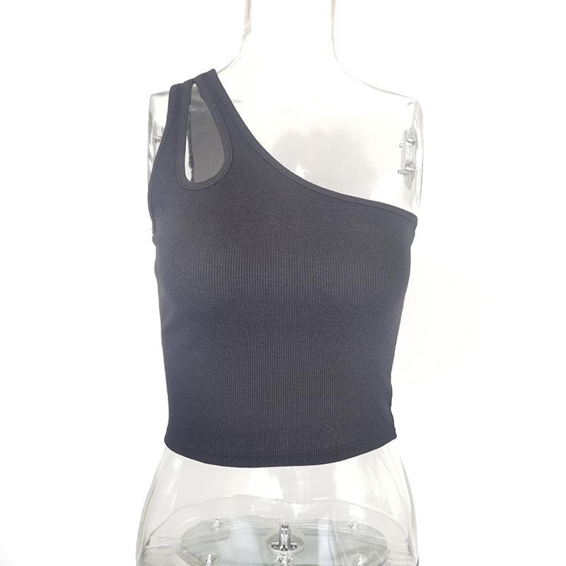 

Топ кроп с открытыми плечами, облегающий, в стиле Y2K, женская безрукавная майка с вырезами для лета 2025, европейская и американская мода Large чёрный