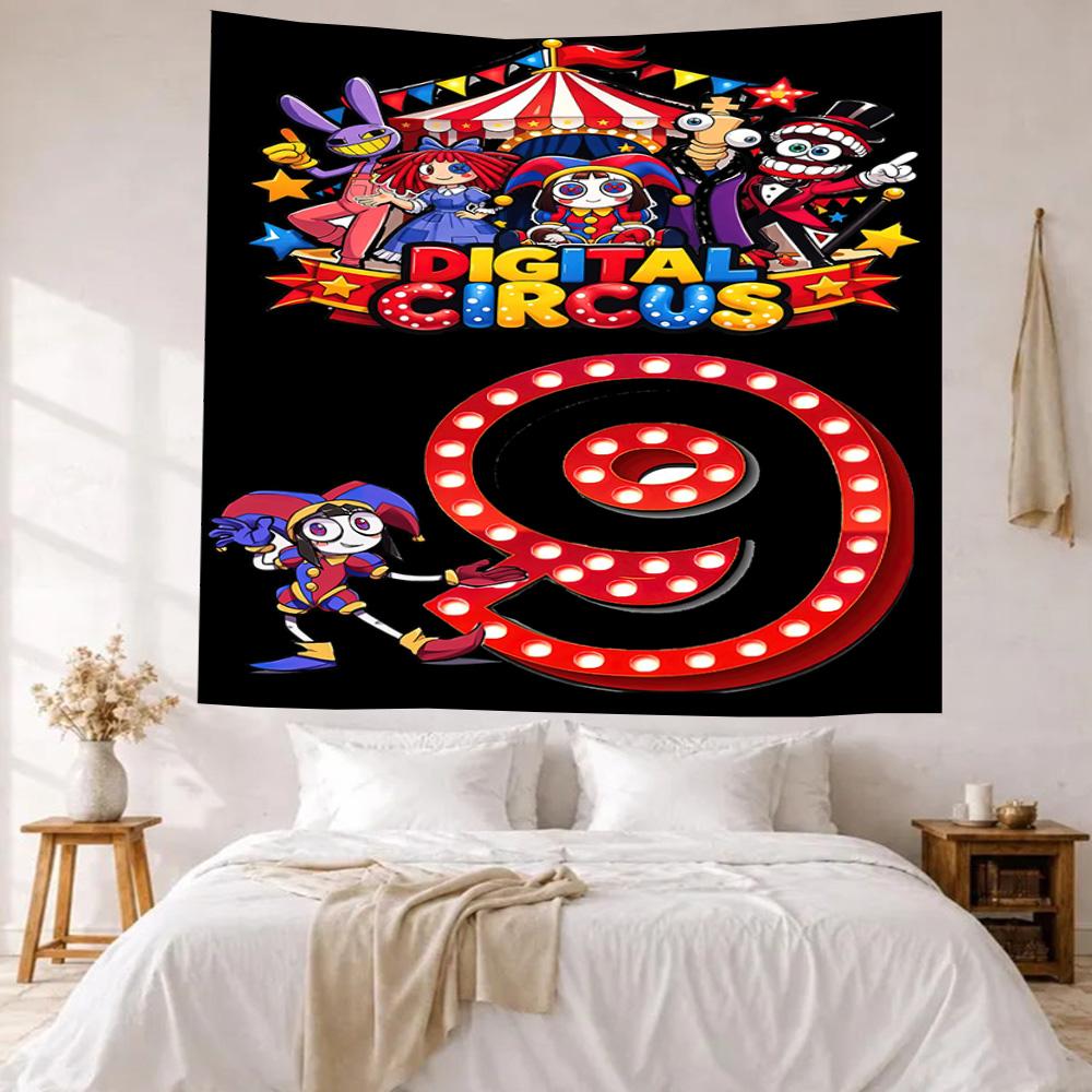 Digital Circus Wall Decor Tapestry Art For Pet Memorial Birthdaywedding Party Backdrop Family Gift