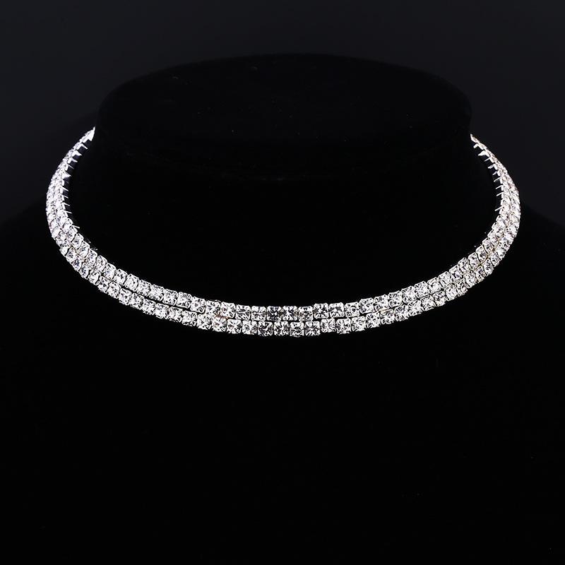 Fashion Jewelry Full Diamond Rhinestone Multi-layer Multi-row Collar Bridal Crystal Collar Short Collar Necklace