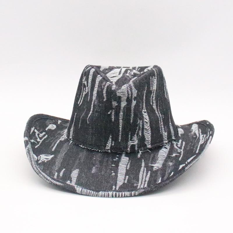 Vintage Washed Western Denim Hat European and American Style Men's and Women's Fashion Jazz Hat Sunshade Top Hat