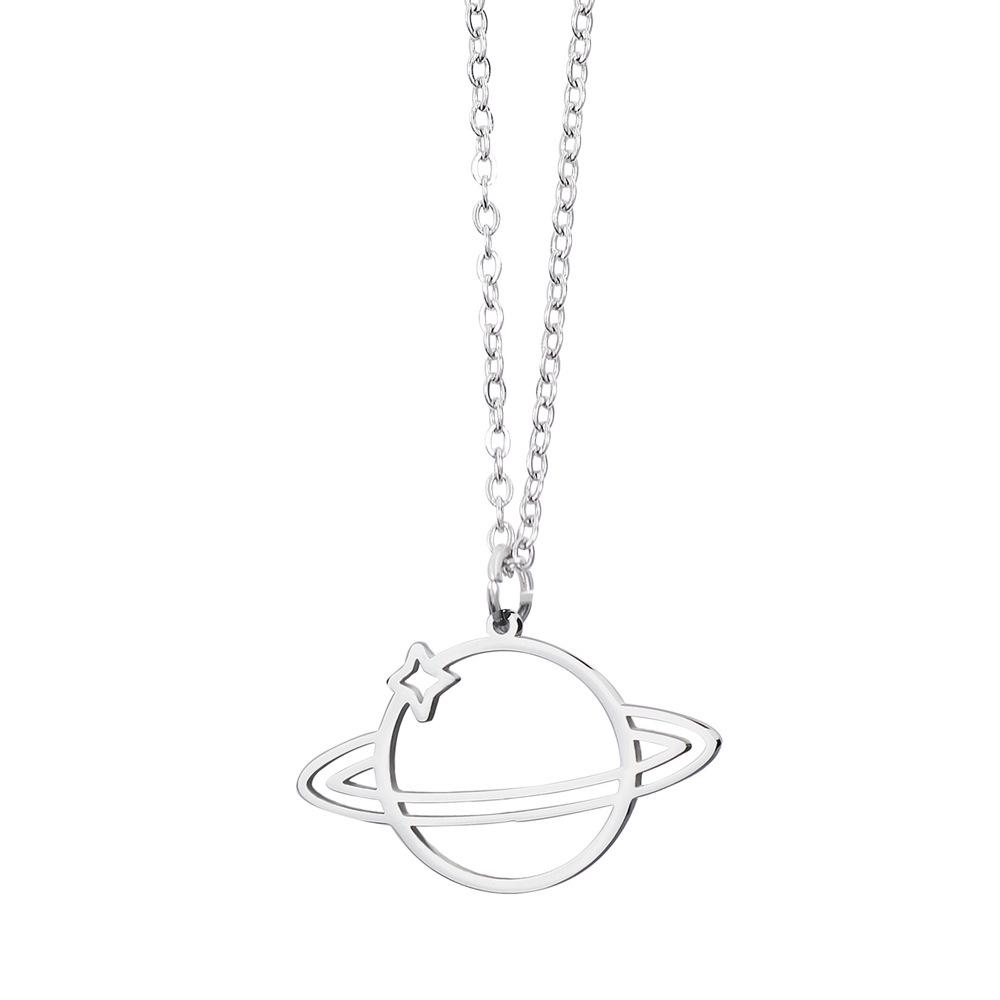 18K Gold-Plated Saturn Clavicle Necklace In Titanium Steel - European & American Style