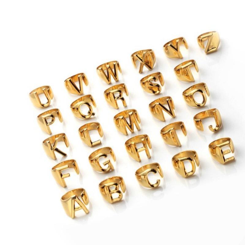 Adjustable Women's Fashion Rings, European & American Trend, 26 English Alphabet Designs