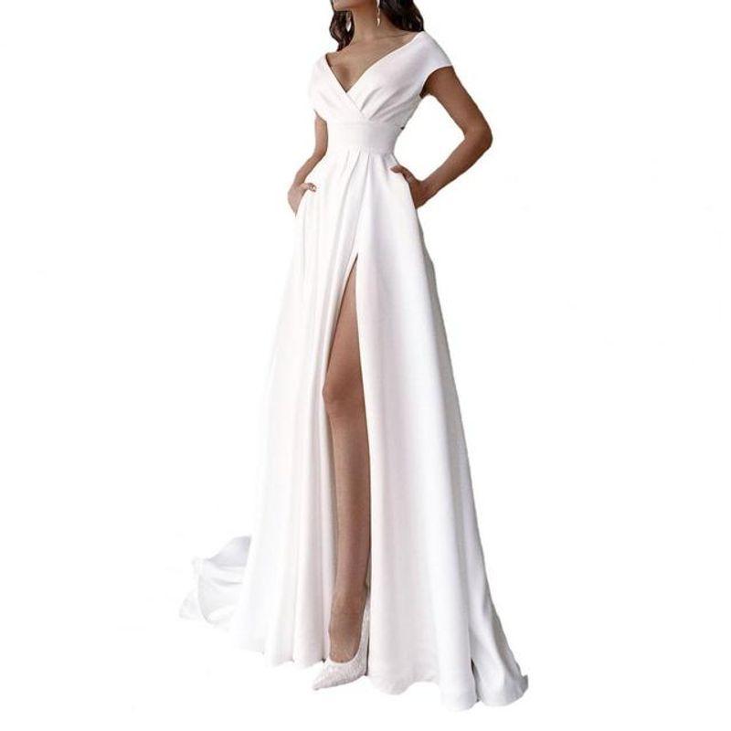 

Платье с разрезом на талии, платье в пол с карманами для банкета white XL