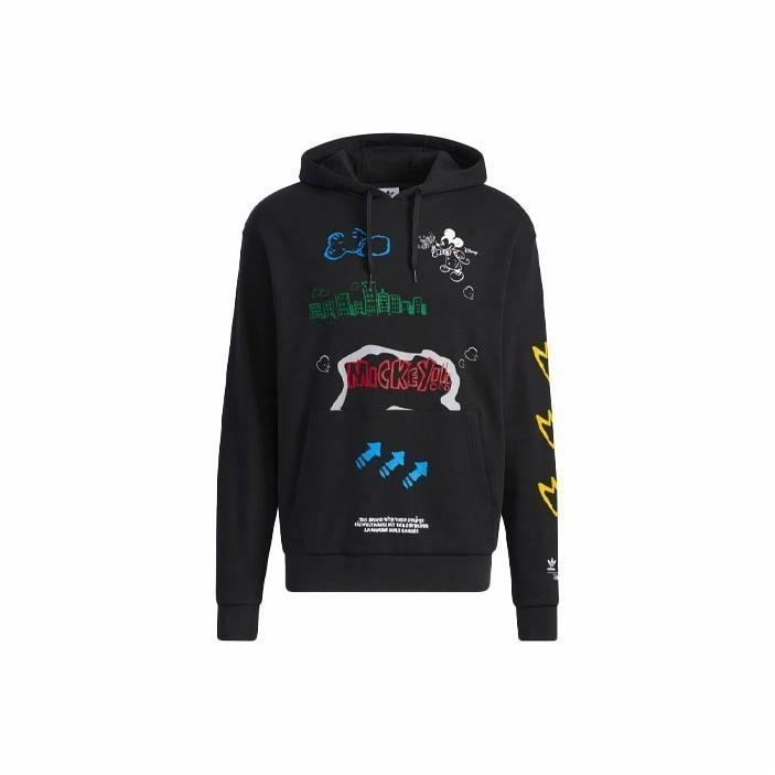 adidas Originals Disney Mickey Printed Pullover Hoodie for Men, Black H37060 XXS