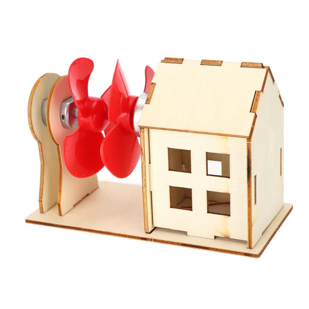 Mini Wind Power Station Toy DIY Wooden Physical Science Experimental Equipment for Children