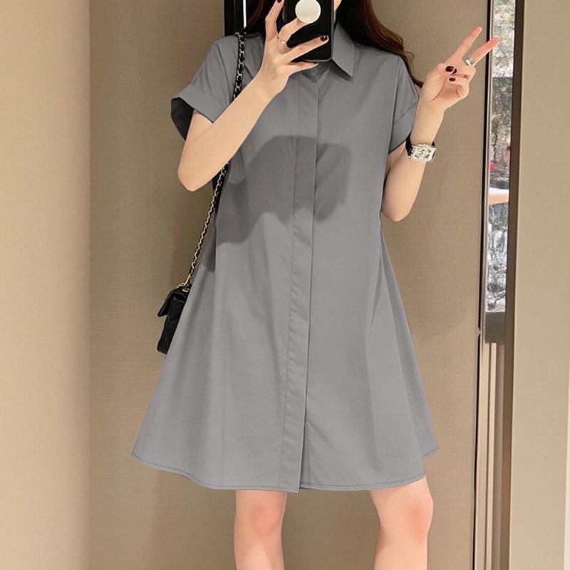 ZANZEA Damen Casual Turn Down Kragen Sommer Kurzarm Shirt Kleid