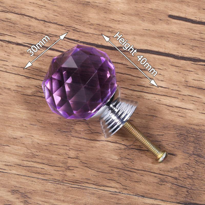 KAK 30mm Crystal Glass Knobs Cabinet Handles Colorful Crystal Ball Cupboard Pulls Drawer Knobs Kitchen Furniture Handle Hardware